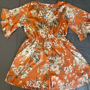 Mittoshop Orange Floral Romper Size Large